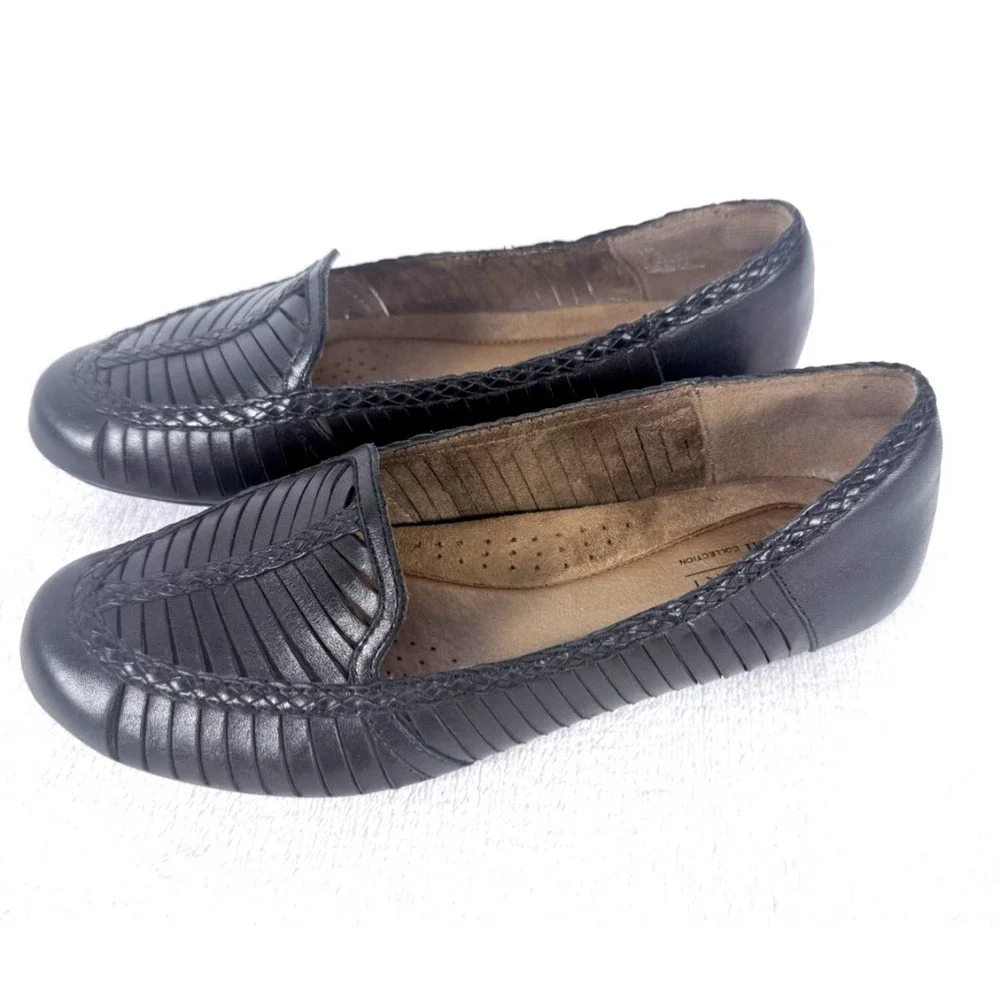 Rockport Cobb Hill Women's Black Leather Loafer Flats Slip On 7.5M